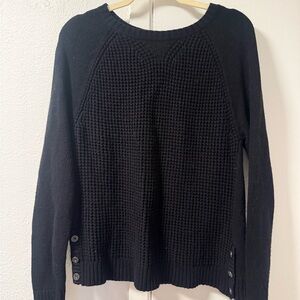 Women's Ralph Lauren Black Knit Button-Trim Sweater